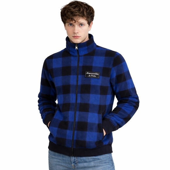Abercrombie & Fitch Other - Abercrombie & Fitch 2016 Collection Blue & Black Buffalo Plaid Full Zip Fleece